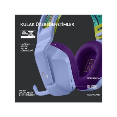 Logitech G733 Lightspeed Lila RGB 7.1 Kablosuz Kulak Üstü Oyuncu Kulaklığı Teşhir