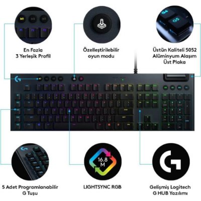Logitech G815 Lightsync RGB Kablolu Mekanik Oyuncu Klavyesi - teşhir