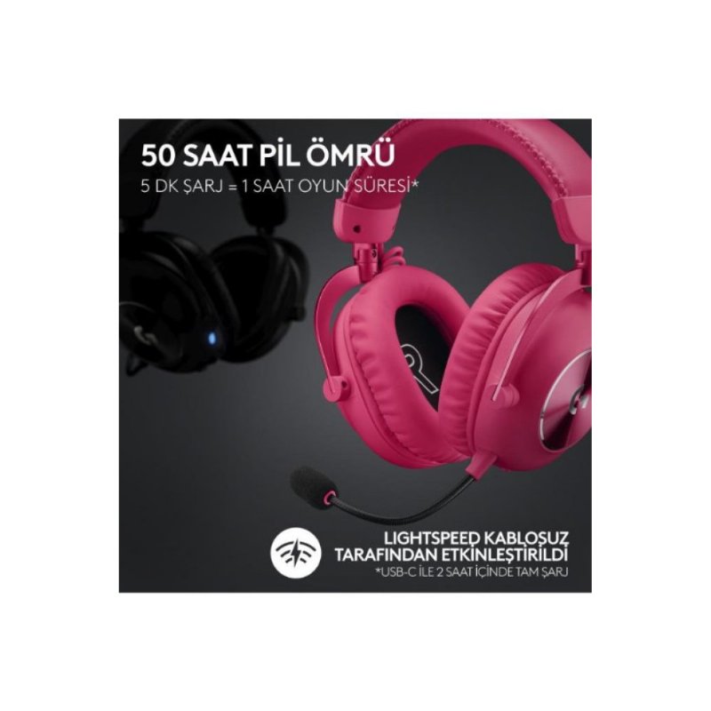 Logitech G Pro X 2 Lightspeed Pembe 7.1 Kablolu/Kablosuz Kulak Üstü Oyuncu Kulaklığı Teşhir