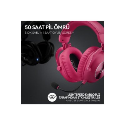 Logitech G Pro X 2 Lightspeed Pembe 7.1 Kablolu/Kablosuz Kulak Üstü Oyuncu Kulaklığı Teşhir