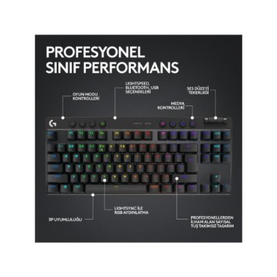 Logitech G Pro X TKL 920-012136 Siyah RGB Tactile Switch Kablolu/Kablosuz Mekanik Oyuncu Klavyesi