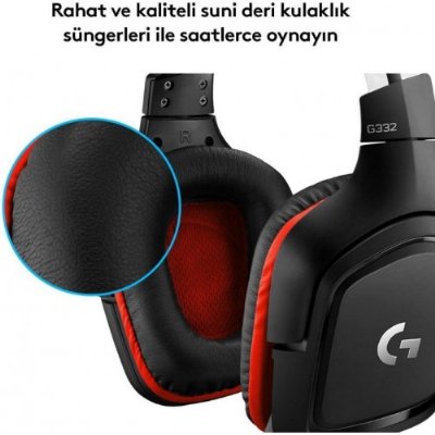 Logitech G332 Kablolu Gaming Oyuncu Kulaklığı, Stereo Ses