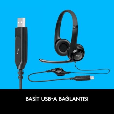 Logitech H390 Kablolu Kulak Üstü Mikrofonlu Kulaklık Siyah