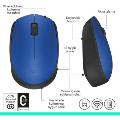 Logitech M171 910-004640 Mavi Optik Kablosuz Mouse Teşhir