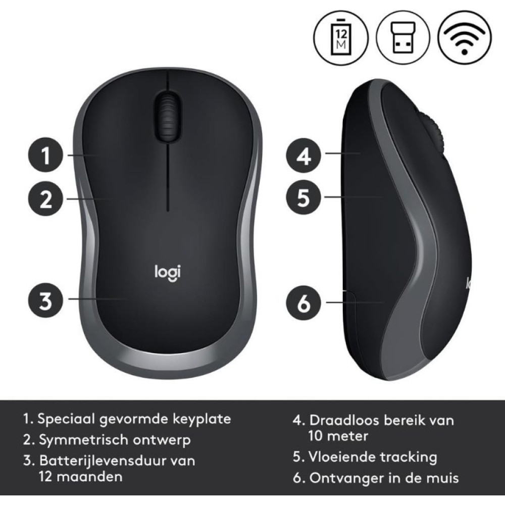 Logitech M185 910-002235 Gri Optik Kablosuz Mouse - TEŞHİR