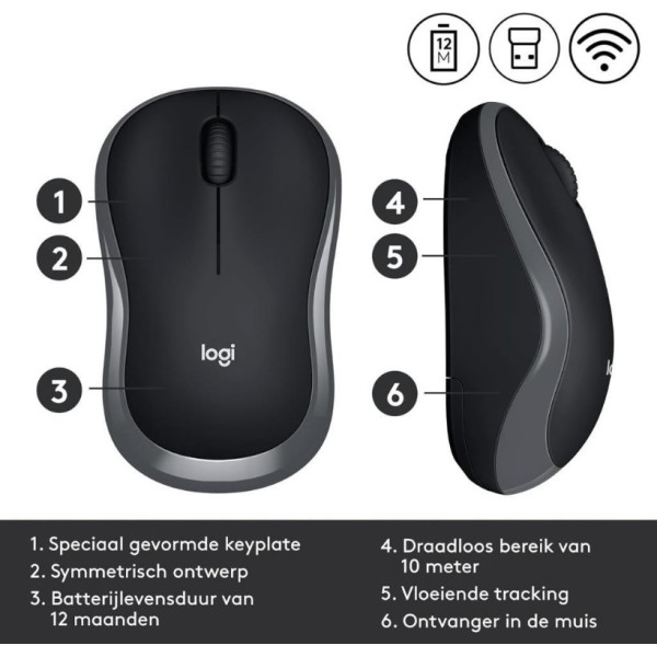 Logitech M185 910-002235 Gri Optik Kablosuz Mouse - TEŞHİR