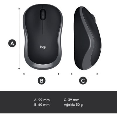 Logitech M185 Kablosuz Mouse, PC, Mac, Dizüstü Bilgisayar