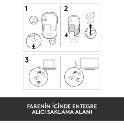 Logitech M185 Kablosuz Mouse, PC, Mac, Dizüstü Bilgisayar