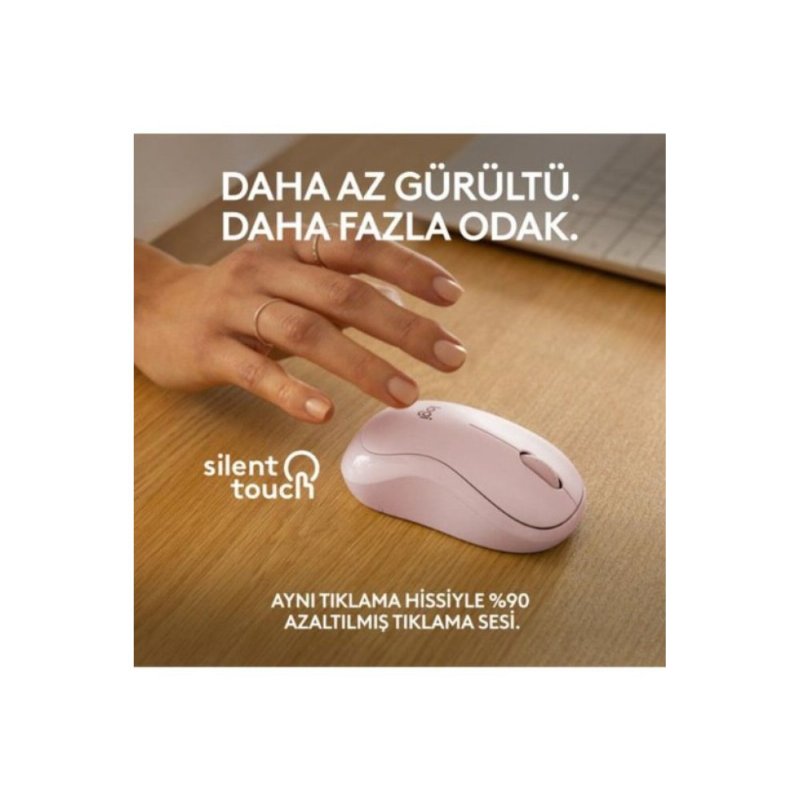 Logitech M240 910-007121 Pembe Sessiz Optik Kablosuz Mouse Outlet