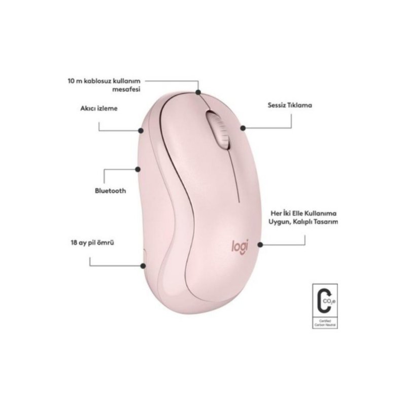 Logitech M240 910-007121 Pembe Sessiz Optik Kablosuz Mouse Outlet