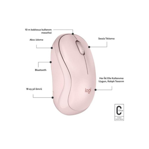 Logitech M240 910-007121 Pembe Sessiz Optik Kablosuz Mouse Outlet