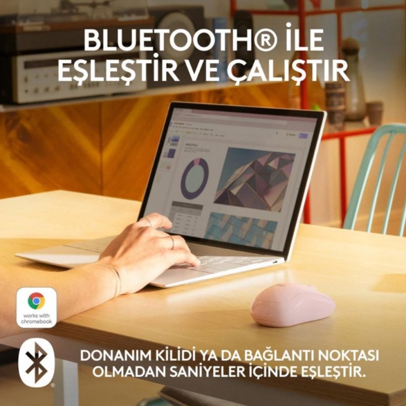 Logitech M240 Sessiz Bluetooth Mouse, Kablosuz, Kompakt, T