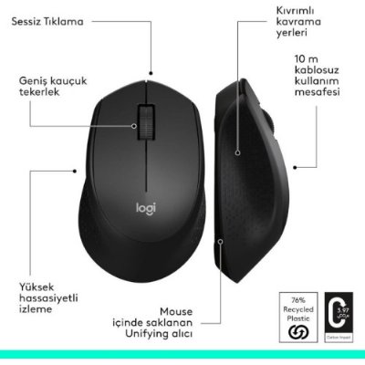 Logitech M330 Silent Plus 910-004909 Siyah Sessiz Optik Kablosuz Mouse- TEŞHİR