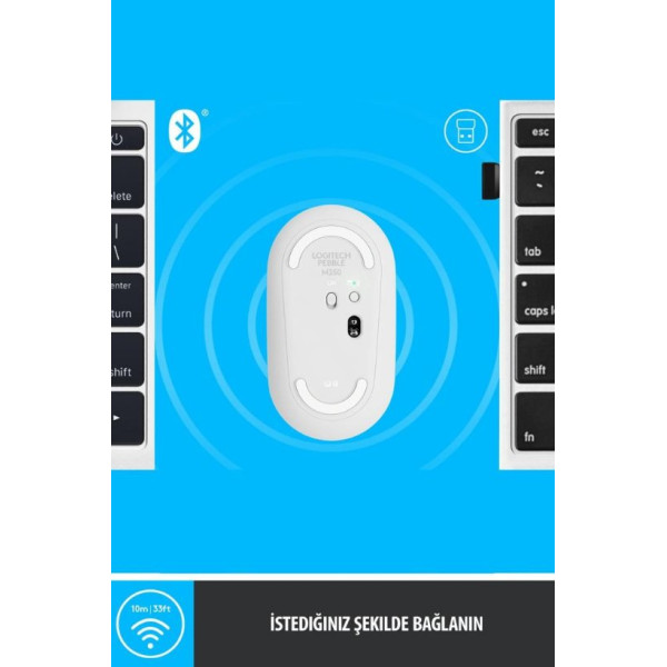 Logitech Pebble M350 910-005716 Beyaz Sessiz Optik Kablosuz Mouse