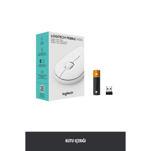 Logitech Pebble M350 910-005716 Beyaz Sessiz Optik Kablosuz Mouse
