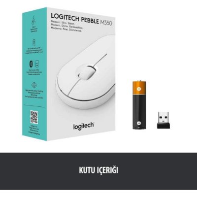Logitech Pebble M350 910-005716 Beyaz Sessiz Optik Kablosuz Mouse - Teşhir