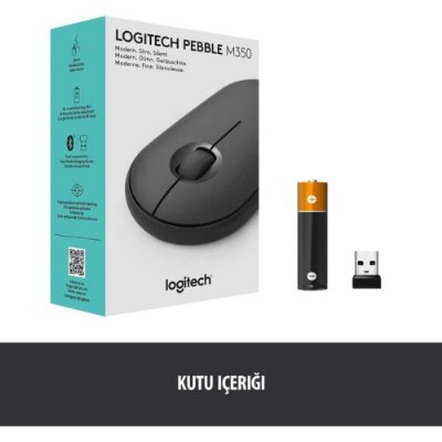 Logitech Pebble M350 910-005718 Siyah Sessiz Optik Kablosuz Mouse-TEŞHİR