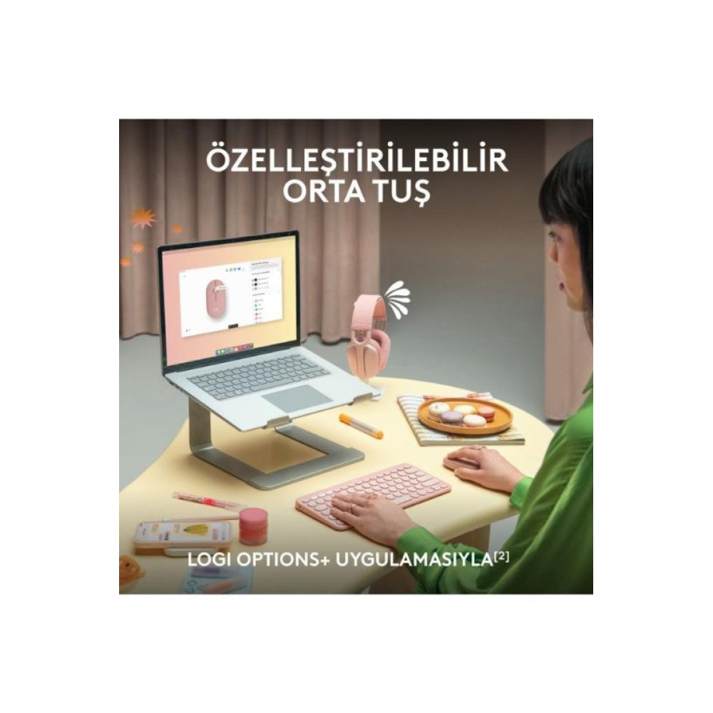 Logitech Pebble 2 M350S 910-007014 Pembe Sessiz Optik Kablosuz Mouse