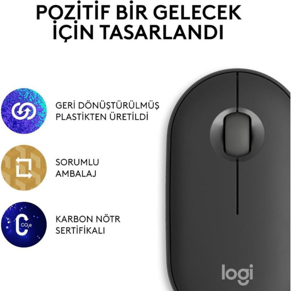 Logitech Pebble 2 M350S 910-007015 Siyah Sessiz Optik Kablosuz Mouse