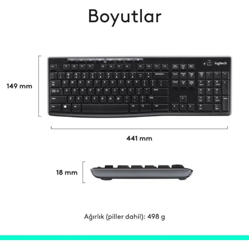 Logitech MK270 920-004525 Kablosuz Klavye Mouse Seti Outlet