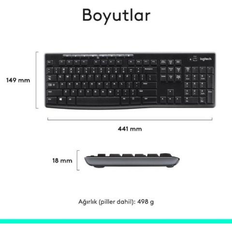 Logitech MK270 920-004525 Kablosuz Klavye Mouse Seti Outlet