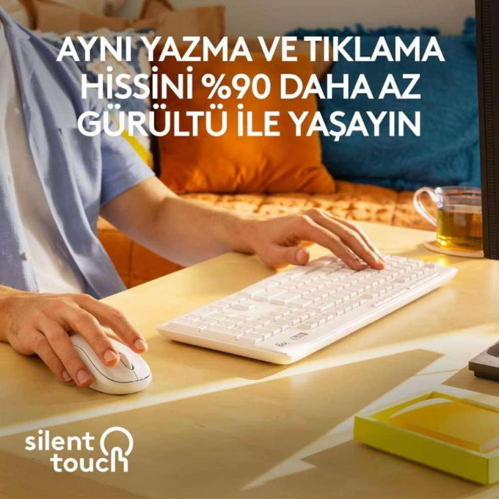 Logitech MK295 Silent Beyaz Kablosuz Klavye Mouse Seti - Teşhir