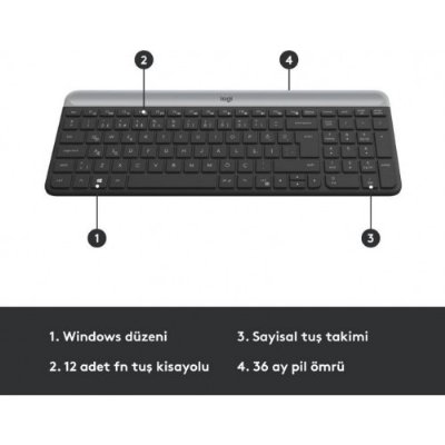 Logitech MK470 Siyah Kablosuz Klavye Mouse Seti Outlet