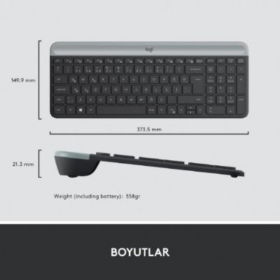 Logitech MK470 Siyah Kablosuz Klavye Mouse Seti Outlet