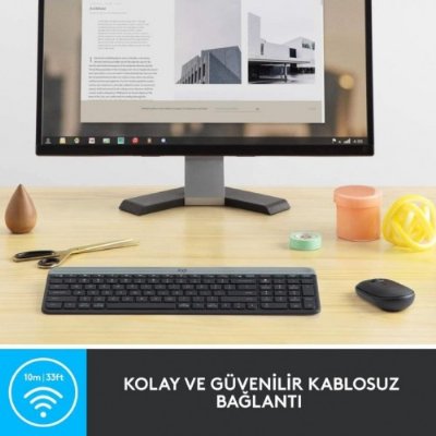 Logitech MK470 Siyah Kablosuz Klavye Mouse Seti Outlet