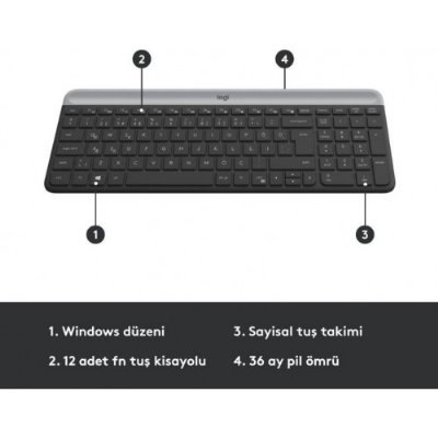Logitech MK470 Siyah Kablosuz Klavye Mouse Seti - Kutusuz