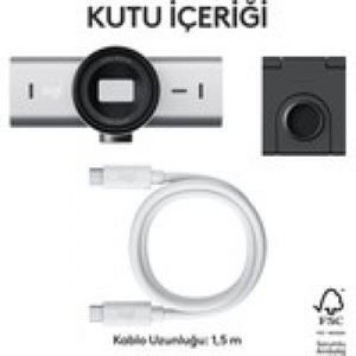 Logitech MX Brio Açık Gri 4K Ultra HD Mikrofonlu Webcam