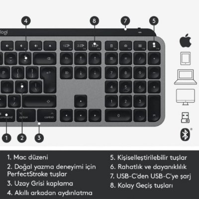 Logitech MX Keys Mac 920-009558 Q Kablosuz Klavye