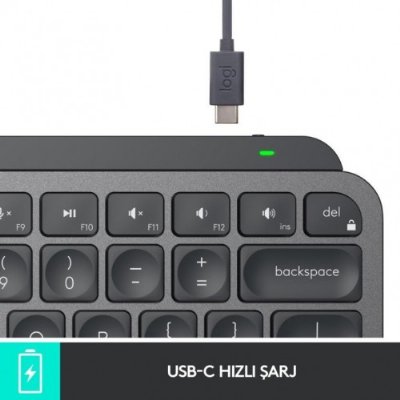 Logitech MX Keys Mini Minimalist Kablosuz Bluetooth Aydınlatmalı Türkçe Q Klavye - Siyah