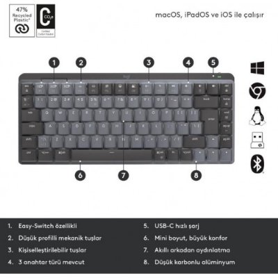 Logitech Mx Mechanical Mini 920-010780 Kablosuz Mekanik Klavye