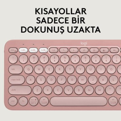 Logitech Pebble 2 Combo Pembe Kablosuz Klavye Mouse Seti - Outlet