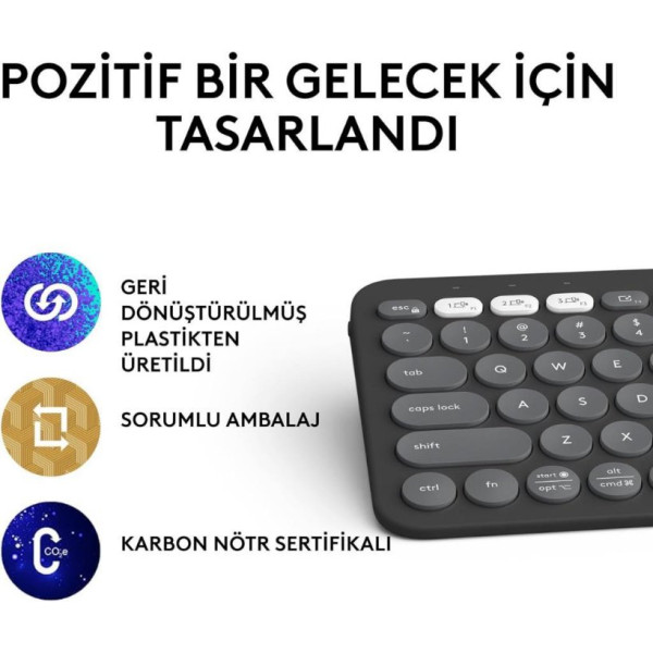 Logitech Pebble Keys 2 K380S 920-011859 Siyah Kablosuz Klavye