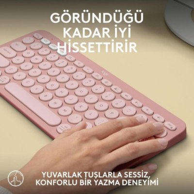 Logitech Pebble Keys 2 K380S 920-011861 Pembe TKL Q Kablosuz Klavye - Outlet