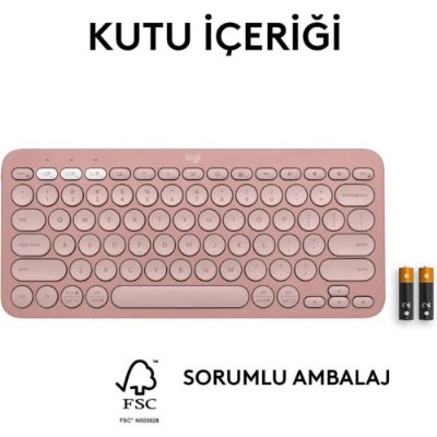 Logitech Pebble Keys 2 K380S 920-011861 Pembe TKL Q Kablosuz Klavye - Outlet