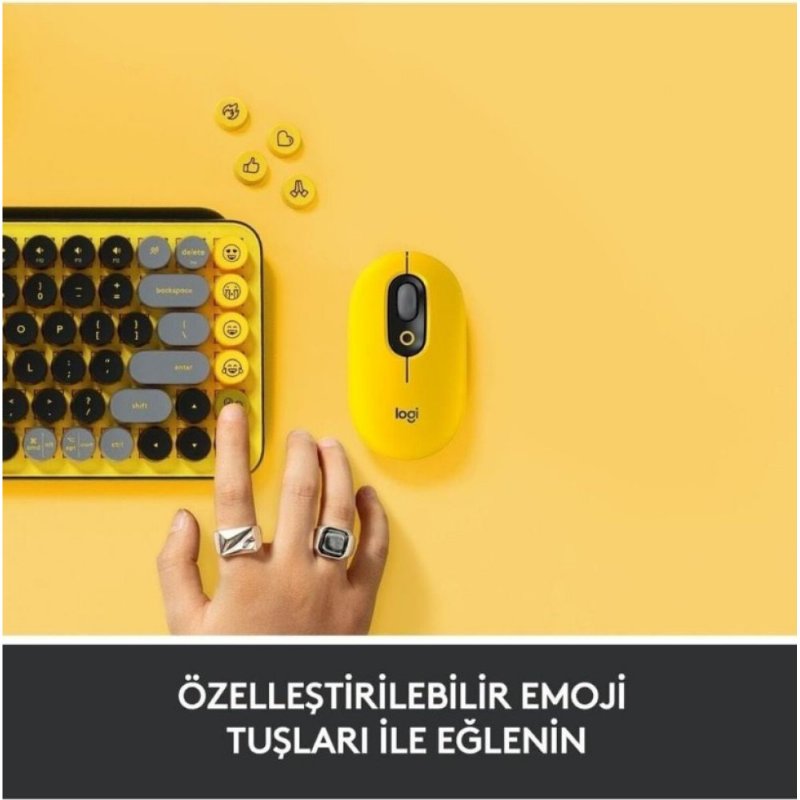 Logitech POP Keys Sarı Siyah Kablosuz Mekanik Klavye - Teşhir