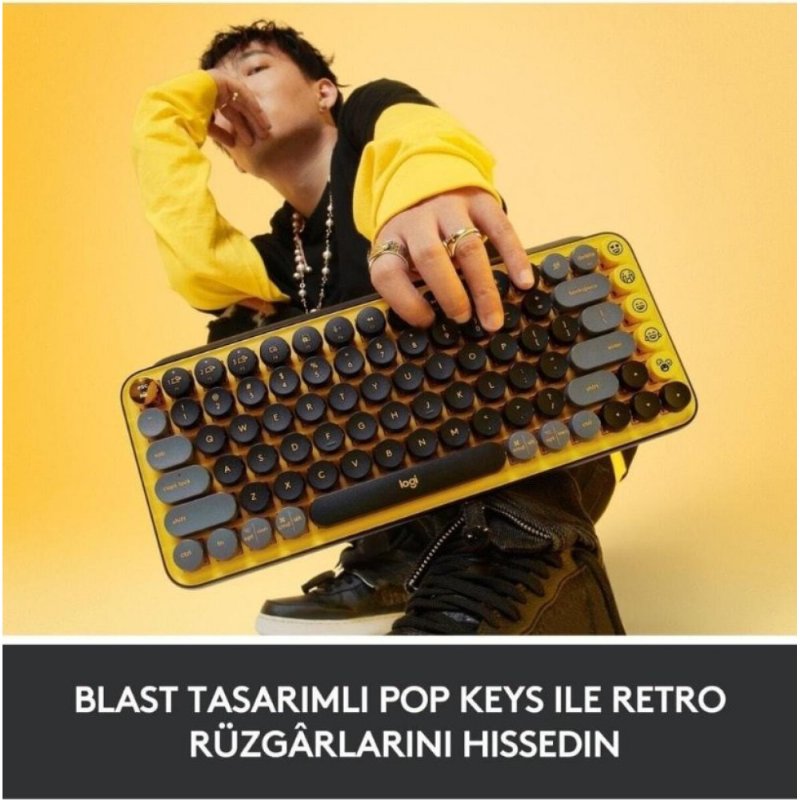 Logitech POP Keys Sarı Siyah Kablosuz Mekanik Klavye - Teşhir