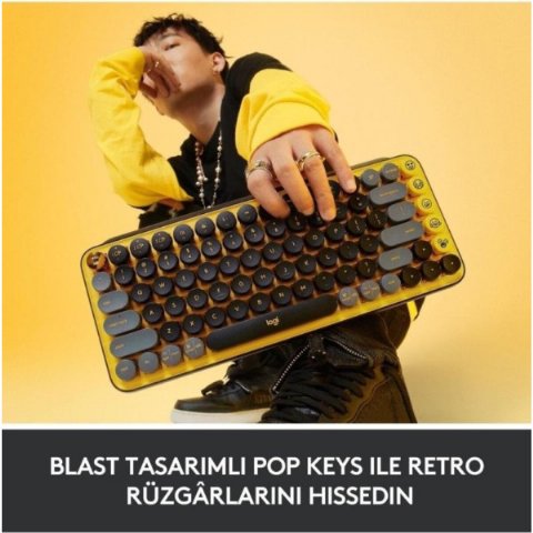 Logitech POP Keys Sarı Siyah Kablosuz Mekanik Klavye - Teşhir