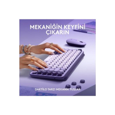 Logitech POP Keys 920-011527 Krem Mor TKL Kablosuz Mekanik Klavye Outlet