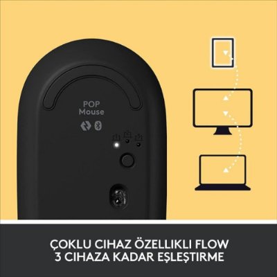 Logitech POP Mouse Blast Emoji Tuşlu Sessiz Kablosuz Mouse - Sarı&Siyah