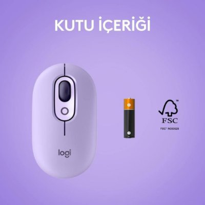 Logitech POP Emoji 910-006650 Lila Sessiz Optik Kablosuz Mouse - outlet