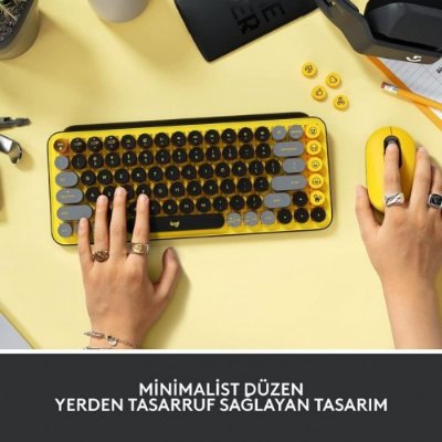 Logitech POP Keys Blast Özelleştirilebilir Emoji Tuşlu Mekanik Kablosuz Klavye 