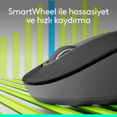 Logitech M650 Signature 910-006236 Siyah Sessiz Büyük Boy Sol El Optik Kablosuz Mouse Teşhir