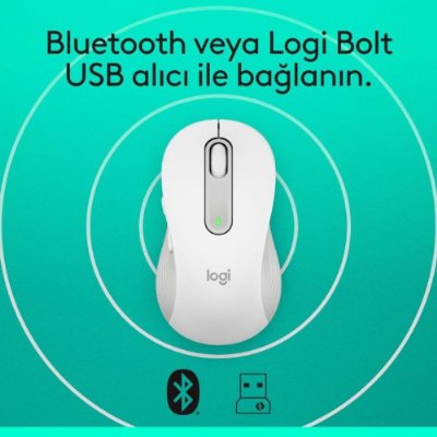 Logitech M650 Signature 910-006255 Beyaz Sessiz Küçük Boy Sağ El Kablosuz Mouse Outlet