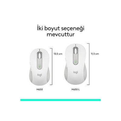 Logitech M650 Signature 910-006255 Beyaz Sessiz Küçük Boy Sağ El Kablosuz Mouse