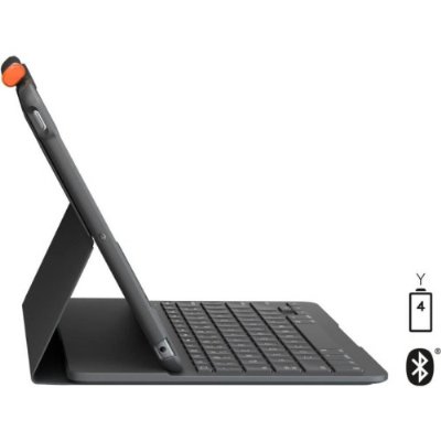Logitech Slim Folio iPad 10.2 inç 7. ve 8. Nesil ile Uyumlu Klavyeli Kılıf Gri Teşhir