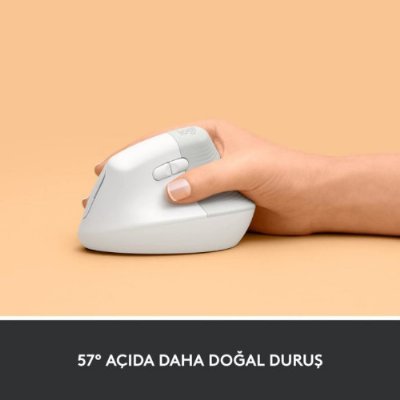 Logitech Lift 910-006475 Beyaz Dikey Sessiz Ergonomik Optik Kablosuz Mouse